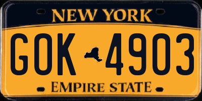 NY license plate GOK4903