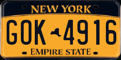 NY license plate GOK4916