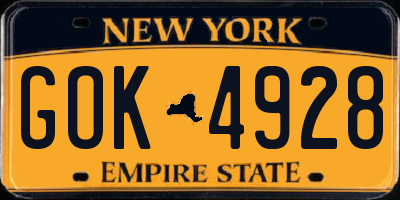 NY license plate GOK4928
