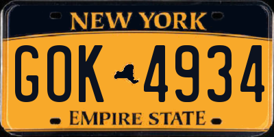 NY license plate GOK4934