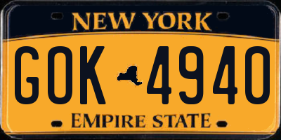NY license plate GOK4940