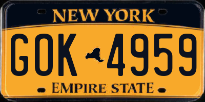 NY license plate GOK4959