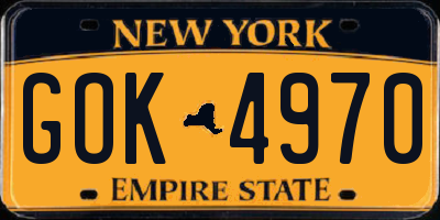 NY license plate GOK4970