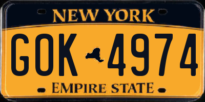 NY license plate GOK4974