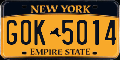 NY license plate GOK5014