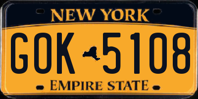 NY license plate GOK5108