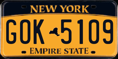 NY license plate GOK5109