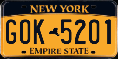 NY license plate GOK5201
