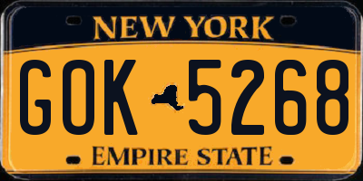 NY license plate GOK5268