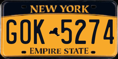 NY license plate GOK5274