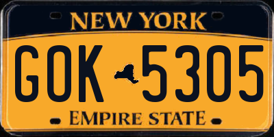 NY license plate GOK5305