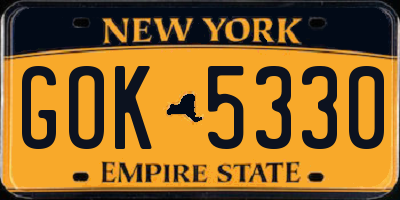 NY license plate GOK5330