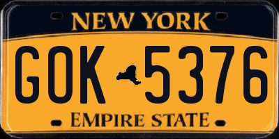NY license plate GOK5376