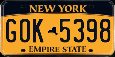 NY license plate GOK5398