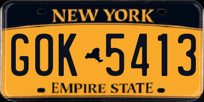 NY license plate GOK5413