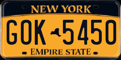 NY license plate GOK5450
