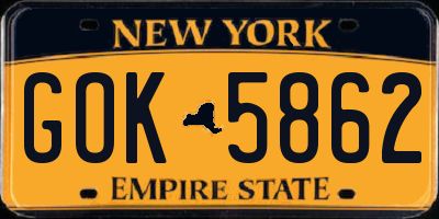 NY license plate GOK5862