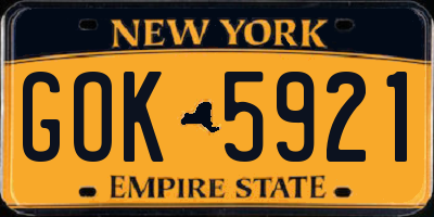 NY license plate GOK5921