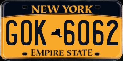 NY license plate GOK6062