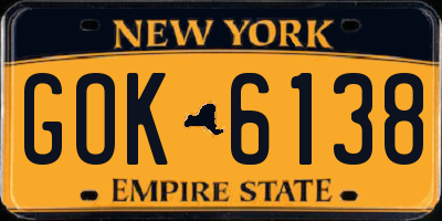 NY license plate GOK6138