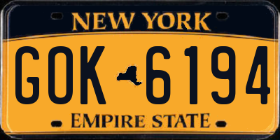 NY license plate GOK6194