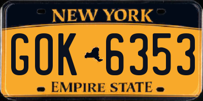 NY license plate GOK6353