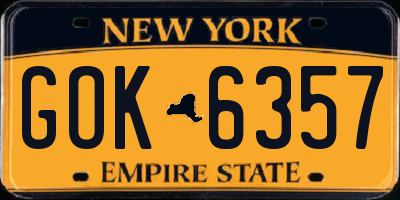 NY license plate GOK6357