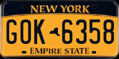 NY license plate GOK6358