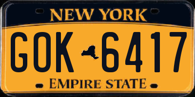 NY license plate GOK6417