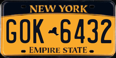 NY license plate GOK6432
