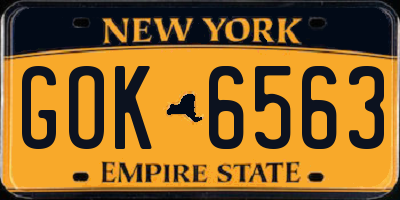 NY license plate GOK6563