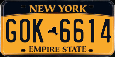 NY license plate GOK6614