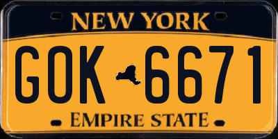 NY license plate GOK6671