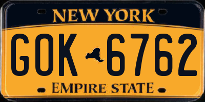 NY license plate GOK6762
