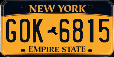 NY license plate GOK6815