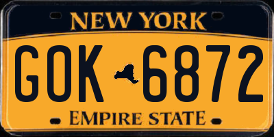 NY license plate GOK6872