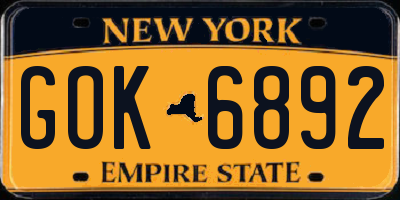 NY license plate GOK6892