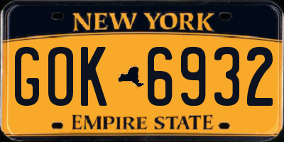 NY license plate GOK6932