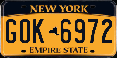 NY license plate GOK6972