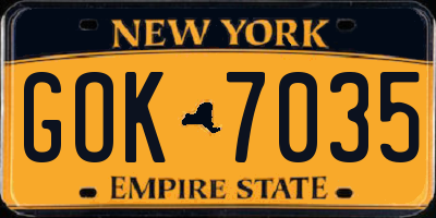 NY license plate GOK7035