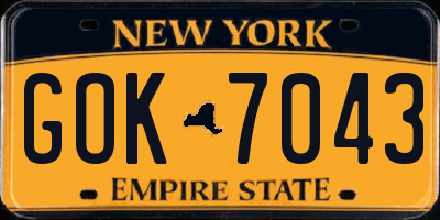 NY license plate GOK7043