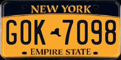 NY license plate GOK7098