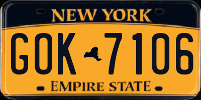 NY license plate GOK7106