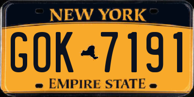 NY license plate GOK7191