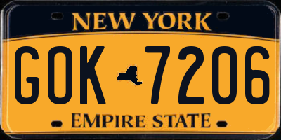 NY license plate GOK7206