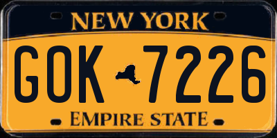 NY license plate GOK7226