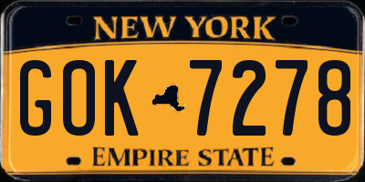 NY license plate GOK7278