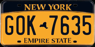 NY license plate GOK7635