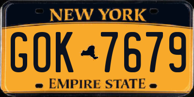 NY license plate GOK7679