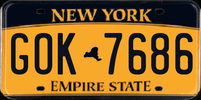 NY license plate GOK7686